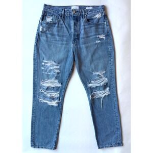 FRAME Le Original High Waist Straight Leg Jeans-Riverrun Wash-Distressed-Size 31